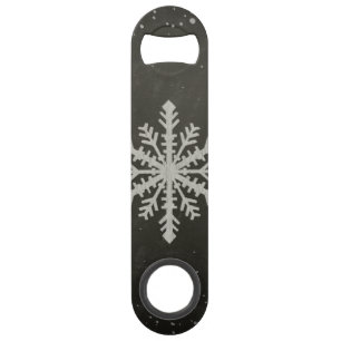 Winter Snowflake White Chalk Drawing Bar Key