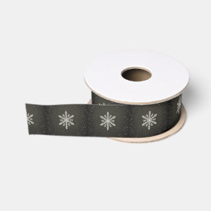 Winter Snowflake White Chalk Drawing Grosgrain Ribbon