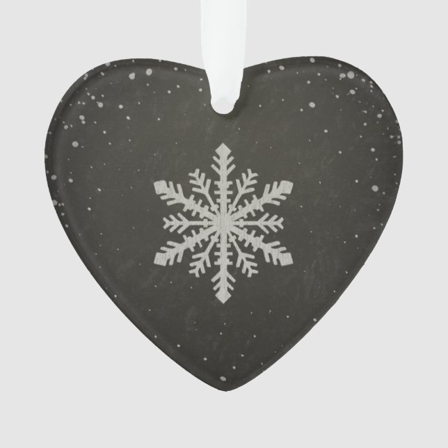 Winter Snowflake White Chalk Drawing Ornament (Front)