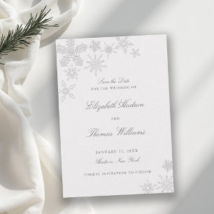 Winter Snowflake Wonderland Classic Formal Wedding Save The Date