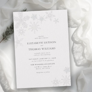 Winter Snowflake Wonderland Modern Classic Wedding Invitation