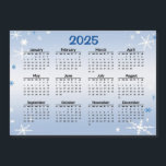 Winter Snowflakes 2025 Calendar Magnetic Card<br><div class="desc">Easily customize or remove the text on this colourful and joyful 2025 calendar magnetic card which creates a seasonal winter feeling in blue and white with lovely snowflakes floating throughout.</div>