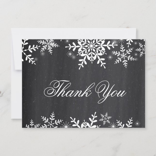 Winter Snowflakes Baby Shower Thank You Note Invitation (Front)