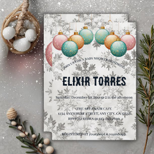 Winter Snowflakes Balls Ornaments Baby Shower Invitation