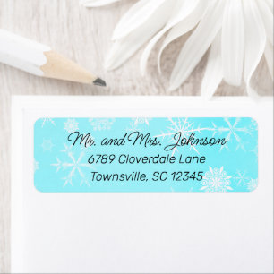 Winter Snowflakes Blue Return Address