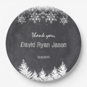 Winter Snowflakes Chalkboard Surprise Birthday Paper Plate