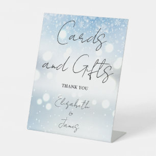 Winter Snowflakes Elegant Script Cards And Gifts Pedestal Sign