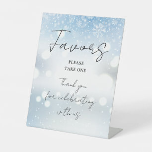 Winter Snowflakes Elegant Script Favours Pedestal Sign