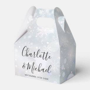 Winter Snowflakes Elegant Signature Script Wedding Favor Box
