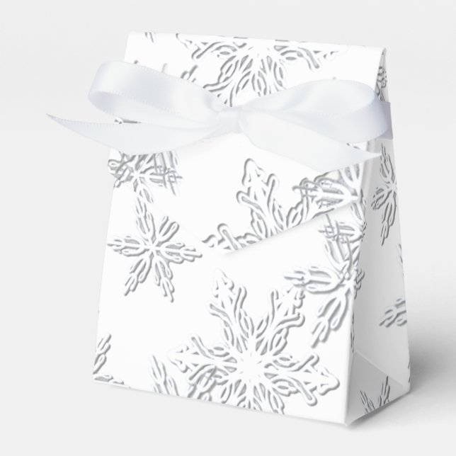 Winter Snowflakes Elegant White Tent Favor Box (Front Side)