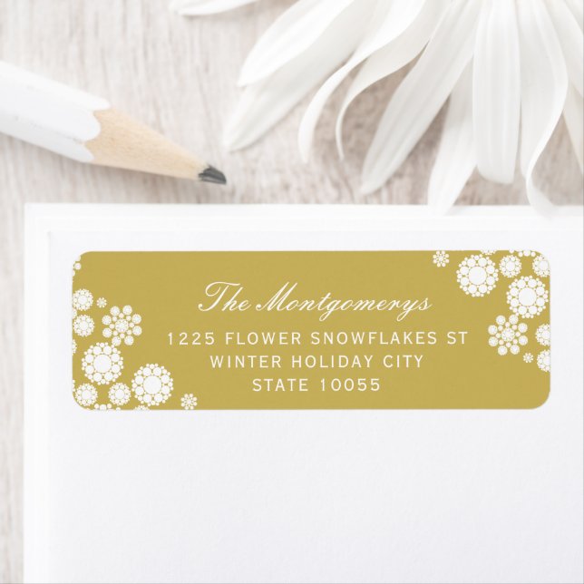 Winter Snowflakes Flowers Elegant Holiday Address (Insitu)