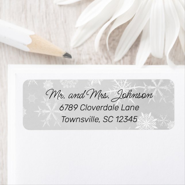 Winter Snowflakes Grey Return Address (Insitu)