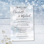 Winter Snowflakes Guest Wedding Weekend Program<br><div class="desc">Elegant winter snowflakes signature script wedding weekend program featuring signature style names. Personalize with your wedding weekend details set in chic white lettering. Designed by Thisisnotme©</div>