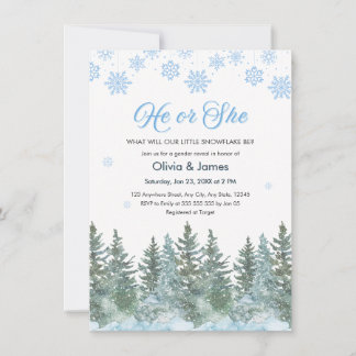 Winter Snowflakes He or She Gender Reveal  Invitation