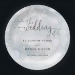 Winter Snowflakes Heart Script Wedding Paper Plate<br><div class="desc">This elegant heart script winter wedding design can be personalized with your celebration details set in chic typography. Designed by Thisisnotme©</div>