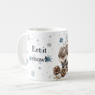 Winter Snowflakes Hedgehog Let it snow Christmas Coffee Mug