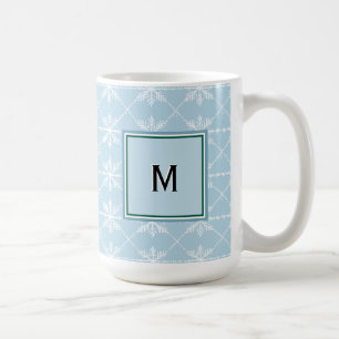 Winter Snowflakes Holiday Pattern Cute Monogrammed Coffee Mug