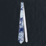 Winter Snowflakes Icy Blue Tie<br><div class="desc">Festive snowy winter sky with icy glitter blue snowflakes floating about.</div>