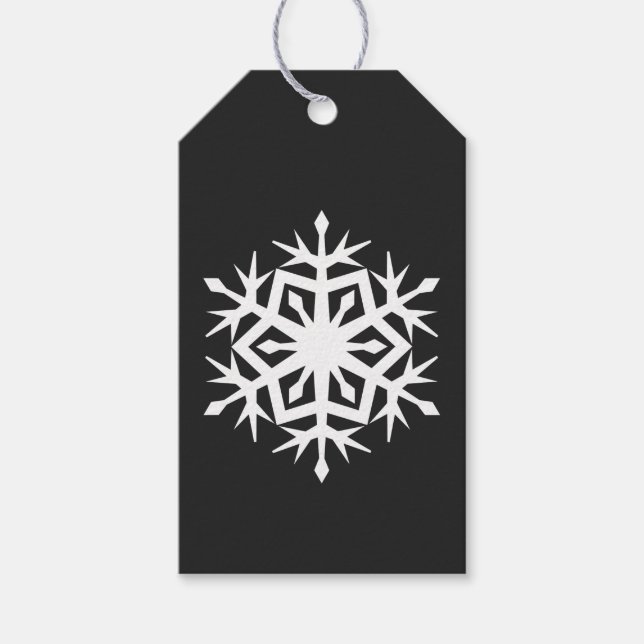 Winter Snowflakes in Black Gift Tag (Front)