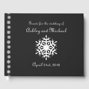Winter Snowflakes in Black Guest Book