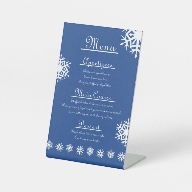 Winter Snowflakes in Blue Pedestal Sign (Front)
