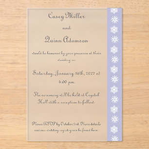 Winter Snowflakes in Lavender Acrylic Wedding Invitations