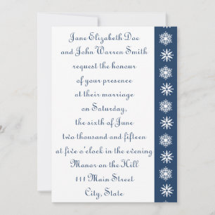 Winter Snowflakes in Navy Wedding Invitation