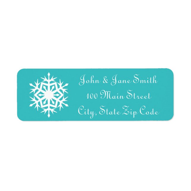 Winter Snowflakes in Turquoise Address Label (Front)