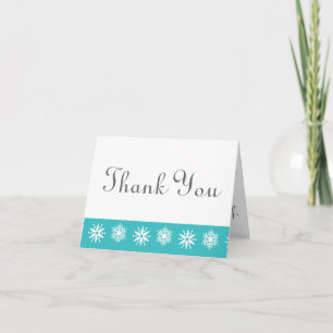 Winter Snowflakes in Turquoise Thank You Card