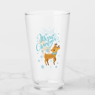 Winter Snowflakes Merry Christmas Deer   Holidays Glass