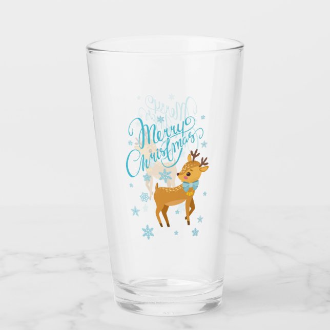Winter Snowflakes Merry Christmas Deer | Holidays Glass (Front)