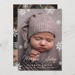 Winter Snowflakes Name Signature Script New Baby Announcement