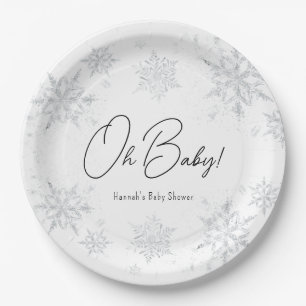Winter Snowflakes Oh baby Paper Plate