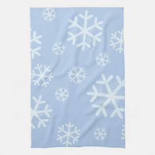 Winter Snowflakes on Light Blue Kitchen Towel