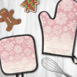 Winter Snowflakes on Pink Cute Ombre Christmas Oven Mitt & Pot Holder Set<br><div class="desc">Add a touch of winter elegance to your kitchen with this beautiful oven mitt and pot holder set featuring a delicate pattern of white snowflakes on a pink ombre background. Perfect for bringing festive charm to your culinary space, this set is both stylish and functional. Customize it with your name...</div>