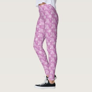 Winter Snowflakes On Pink Leggings