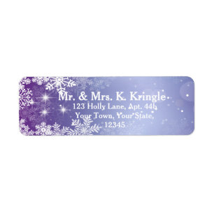 Winter Snowflakes On Purple Address Labels
