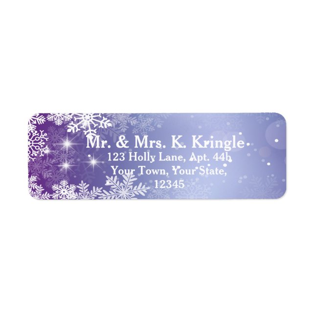 Winter Snowflakes On Purple Address Labels (Front)