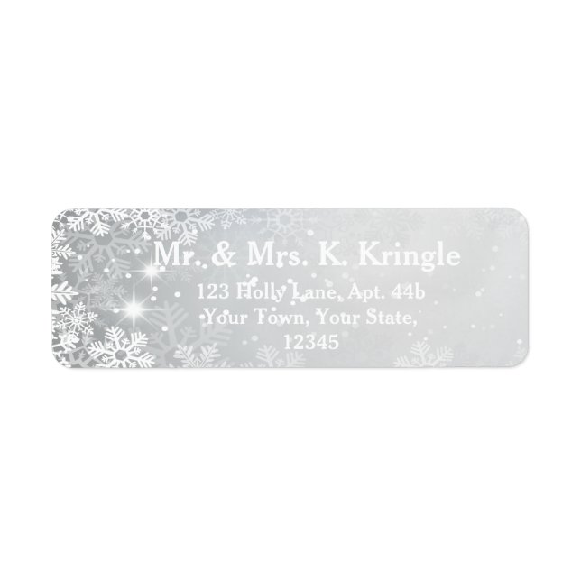 Winter Snowflakes On Silver Address Labels (Front)