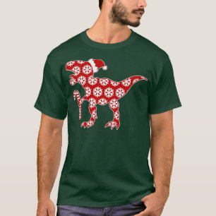 Winter Snowflakes Pattern Christmas Dinosaur With  T-Shirt