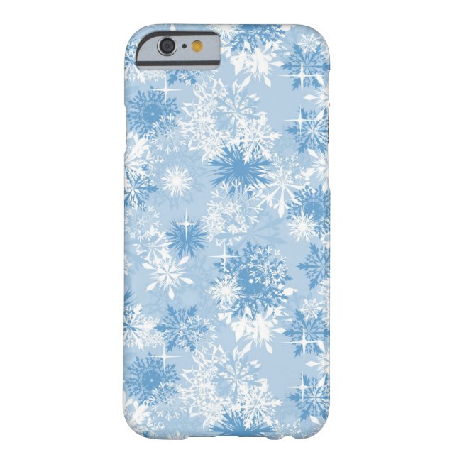 Winter snowflakes pattern on blue Case-Mate iPhone case (Back)