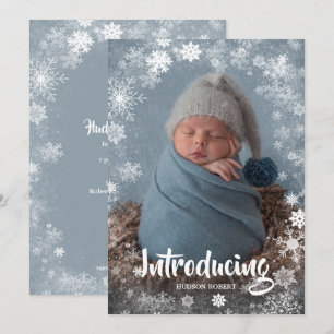Winter Snowflakes Photo Birth Announcements