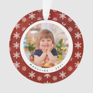Winter Snowflakes Photo Name Christmas Ornament 
