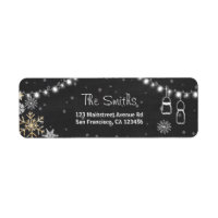 Winter Snowflakes Return Address Label Gold Silver