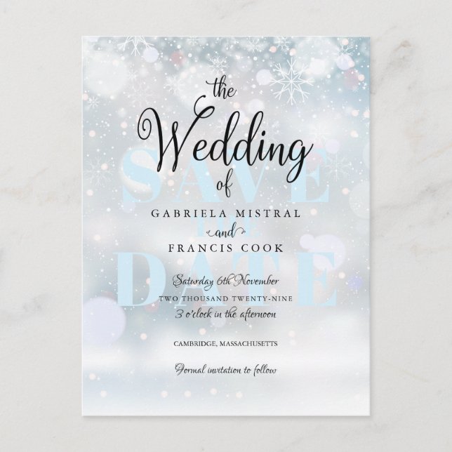 Winter Snowflakes Save the Date Card (Front)