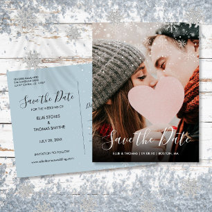 Winter Snowflakes Script Photo Save the Date Announcement Postcard