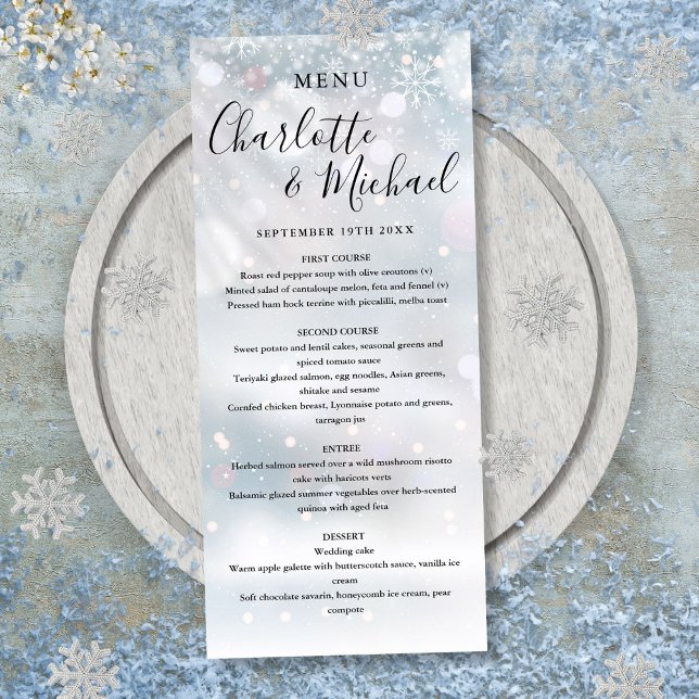 Winter Snowflakes Signature Script Wedding Menu (Winter Snowflakes Signature Script Wedding Menu)