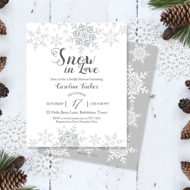Winter Snowflakes Snow in Love Bridal Shower Invit (Creator Uploaded)