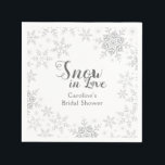 Winter Snowflakes Snow in Love Bridal Shower Napkin<br><div class="desc">This design features a simply elegant snowflake design in grey and silver glitter, perfect for a winter bridal shower. Additional colour options as well as the collection of coordinating products are available in our shop, zazzle.com/store/doodlelulu. Contact us if you need this design applied to a specific product to create your...</div>