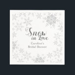 Winter Snowflakes Snow in Love Bridal Shower Napkin<br><div class="desc">This design features a simply elegant snowflake design in grey and silver glitter, perfect for a winter bridal shower. Additional colour options as well as the collection of coordinating products are available in our shop, zazzle.com/store/doodlelulu. Contact us if you need this design applied to a specific product to create your...</div>